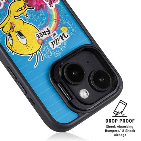 Looney Tunes Tweety Bird Wild and Free iPhone 14 Kickstand Case