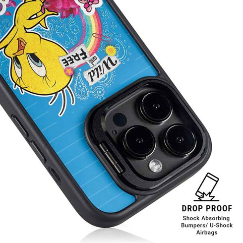 Looney Tunes Tweety Bird Wild and Free iPhone 14 Pro Kickstand Case