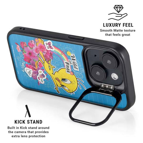 Looney Tunes Tweety Bird Wild and Free iPhone 15 Plus Kickstand Case