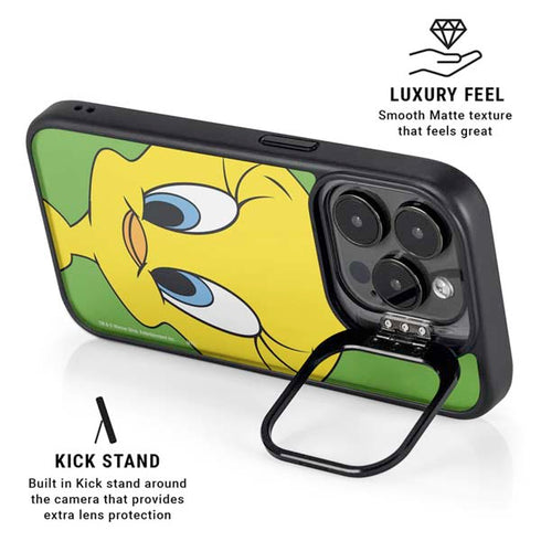 Looney Tunes Tweety Bird Zoomed In iPhone 15 Pro Max Kickstand Case