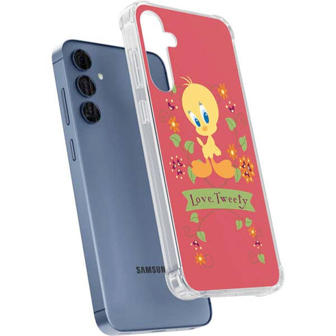 Looney Tunes Tweety Embroidered Galaxy A55 5G Clear Case