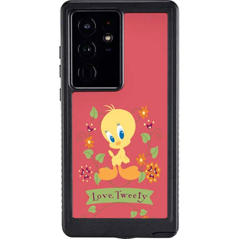 Looney Tunes Tweety Embroidered Galaxy S24 Ultra Waterproof Case