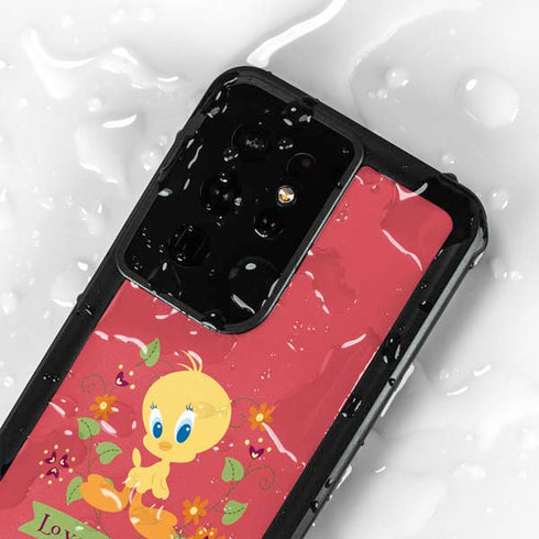 Looney Tunes Tweety Embroidered Galaxy S24 Ultra Waterproof Case