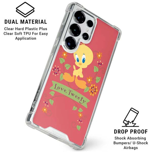 Looney Tunes Tweety Embroidered Galaxy S25 Ultra Clear Case