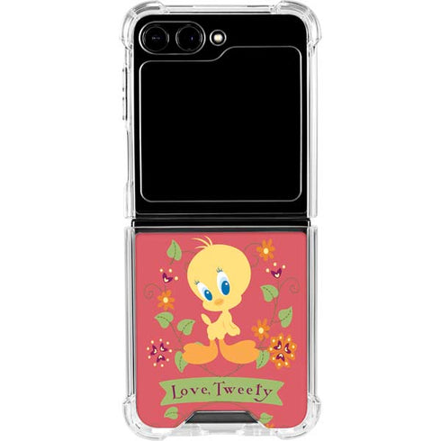 Looney Tunes Tweety Embroidered Galaxy Z Flip6 Clear Case