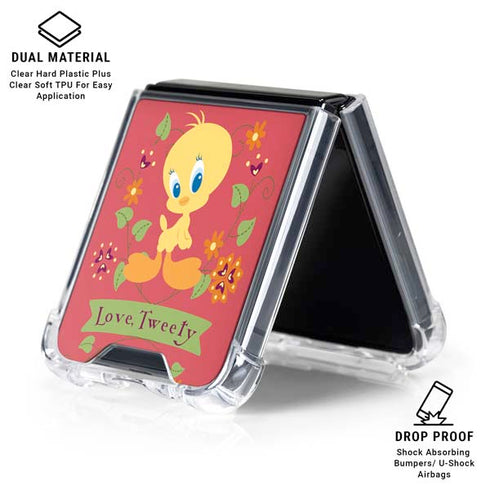 Looney Tunes Tweety Embroidered Galaxy Z Flip6 Clear Case