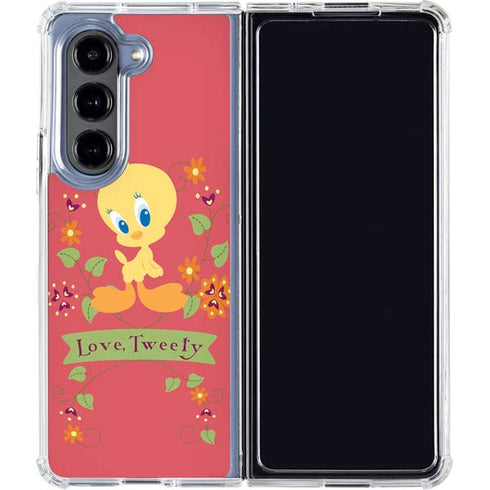 Looney Tunes Tweety Embroidered Galaxy Z Fold5 5G Clear Case
