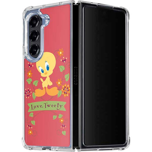 Looney Tunes Tweety Embroidered Galaxy Z Fold5 5G Clear Case