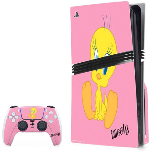 Looney Tunes Tweety Pinky PS5 Pro Disk Bundle Skin