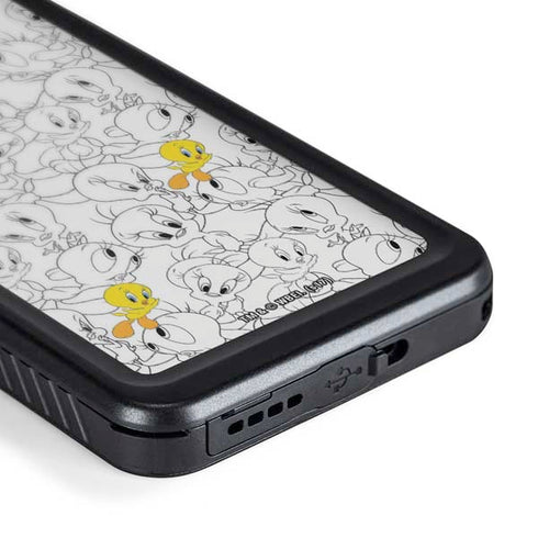 Looney Tunes Tweety Super Sized Pattern Galaxy S24 Waterproof Case