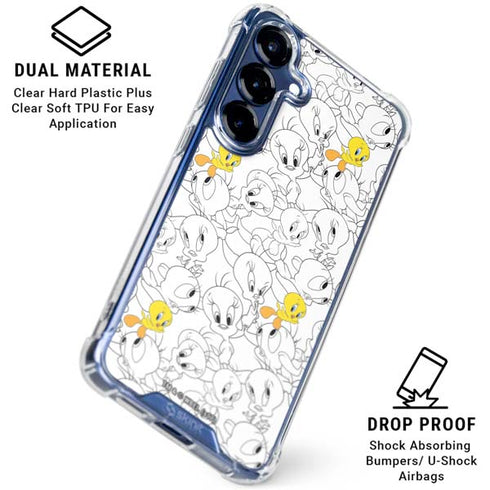 Looney Tunes Tweety Super Sized Pattern Galaxy S25 Clear Case