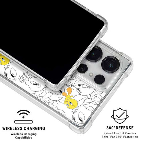 Looney Tunes Tweety Super Sized Pattern Galaxy S25 Ultra Clear Case