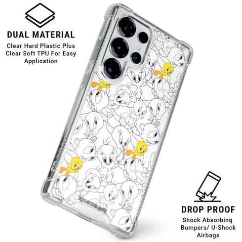 Looney Tunes Tweety Super Sized Pattern Galaxy S25 Ultra Clear Case