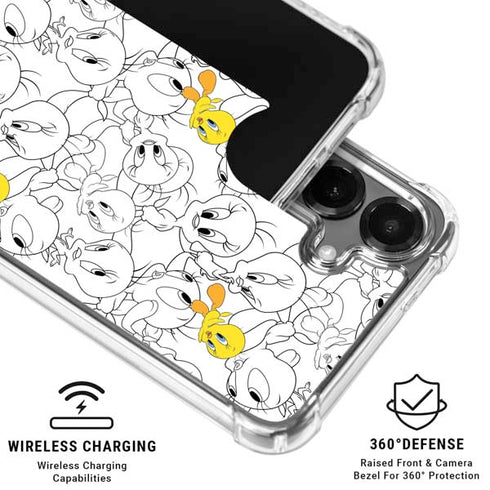 Looney Tunes Tweety Super Sized Pattern Galaxy S26 Clear Case