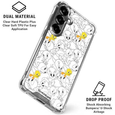 Looney Tunes Tweety Super Sized Pattern Galaxy S26 Clear Case