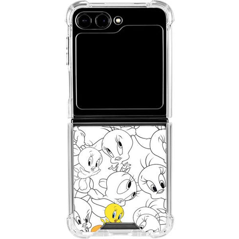 Looney Tunes Tweety Super Sized Pattern Galaxy Z Flip6 Clear Case