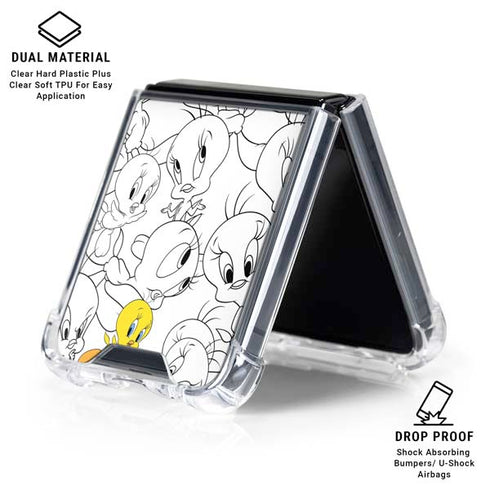 Looney Tunes Tweety Super Sized Pattern Galaxy Z Flip6 Clear Case
