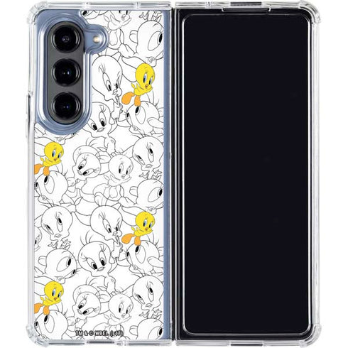 Looney Tunes Tweety Super Sized Pattern Galaxy Z Fold5 5G Clear Case