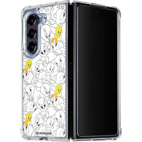 Looney Tunes Tweety Super Sized Pattern Galaxy Z Fold5 5G Clear Case