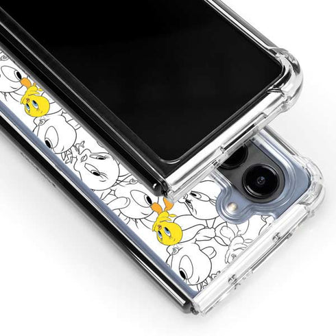 Looney Tunes Tweety Super Sized Pattern Galaxy Z Fold5 5G Clear Case