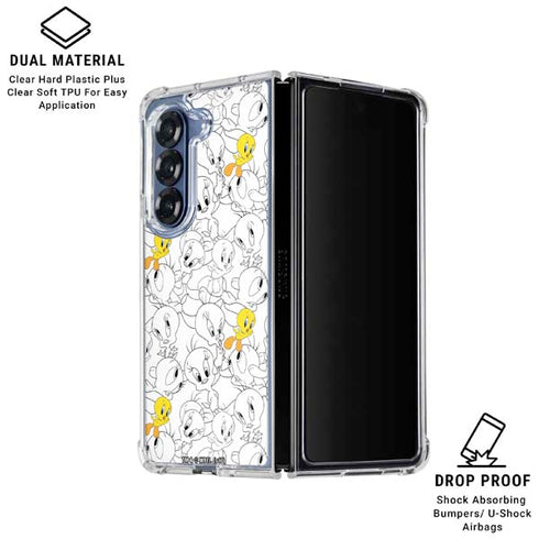 Looney Tunes Tweety Super Sized Pattern Galaxy Z Fold6 Clear Case