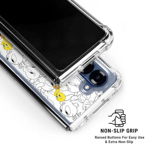 Looney Tunes Tweety Super Sized Pattern Galaxy Z Fold6 Clear Case