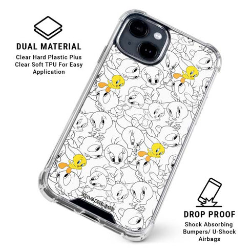 Looney Tunes Tweety Super Sized Pattern iPhone 15 Clear Case