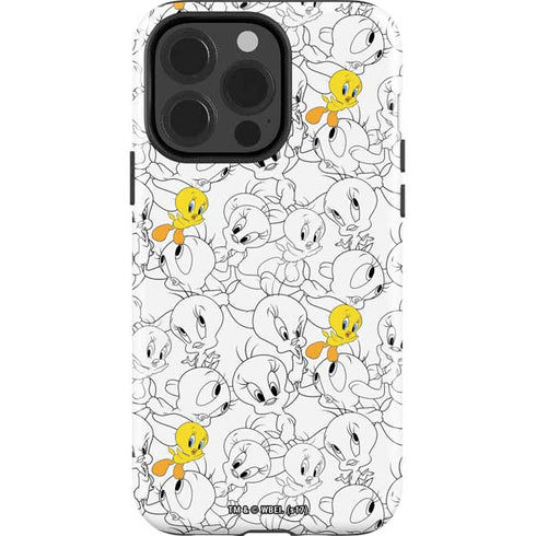 Looney Tunes Tweety Super Sized Pattern iPhone 15 Pro Impact Case