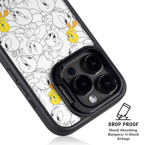 Looney Tunes Tweety Super Sized Pattern iPhone 15 Pro Kickstand Case