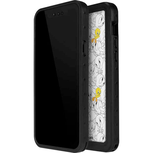 Looney Tunes Tweety Super Sized Pattern iPhone 15 Pro Waterproof Case