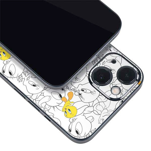 Looney Tunes Tweety Super Sized Pattern iPhone 15 Skin