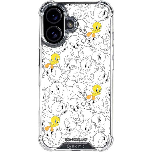 Looney Tunes Tweety Super Sized Pattern iPhone 16 Clear Case