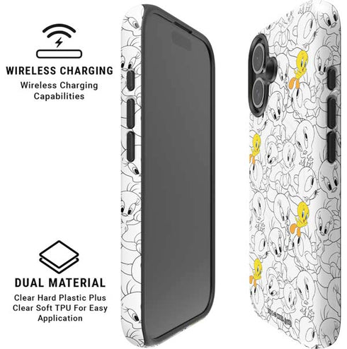 Looney Tunes Tweety Super Sized Pattern iPhone 16 Magsafe Impact Case