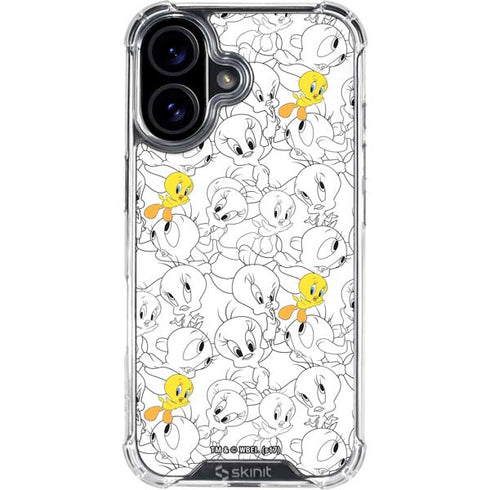 Looney Tunes Tweety Super Sized Pattern iPhone 16 Plus Clear Case