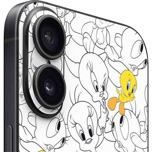 Looney Tunes Tweety Super Sized Pattern iPhone 16 Plus Skin