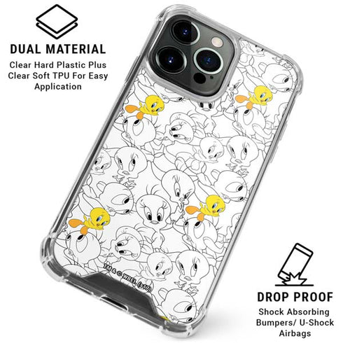 Looney Tunes Tweety Super Sized Pattern iPhone 16 Pro Max Clear Case