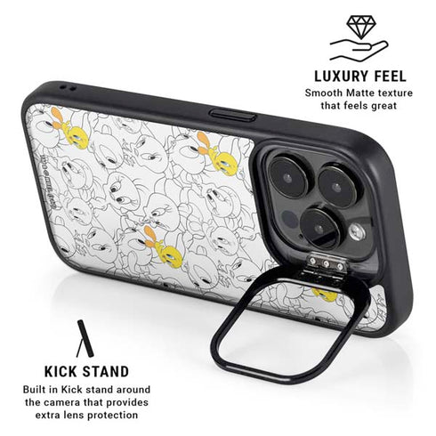 Looney Tunes Tweety Super Sized Pattern iPhone 16 Pro Max Kickstand Case