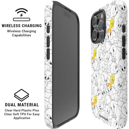 Looney Tunes Tweety Super Sized Pattern iPhone 16 Pro Max Magsafe Impact Case