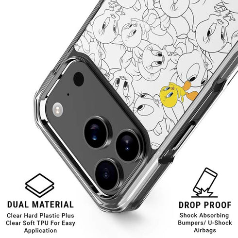 Looney Tunes Tweety Super Sized Pattern iPhone 18 Pro Clear Case