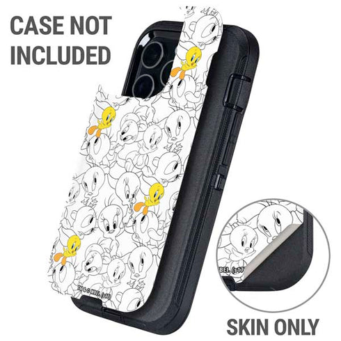 Looney Tunes Tweety Super Sized Pattern Otterbox Defender iPhone Skin