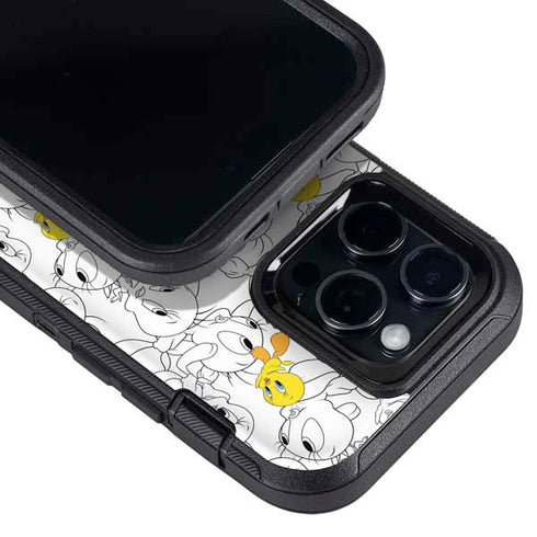 Looney Tunes Tweety Super Sized Pattern Otterbox Defender iPhone Skin
