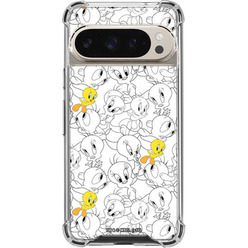 Looney Tunes Tweety Super Sized Pattern Pixel 9/9 Pro Clear Case