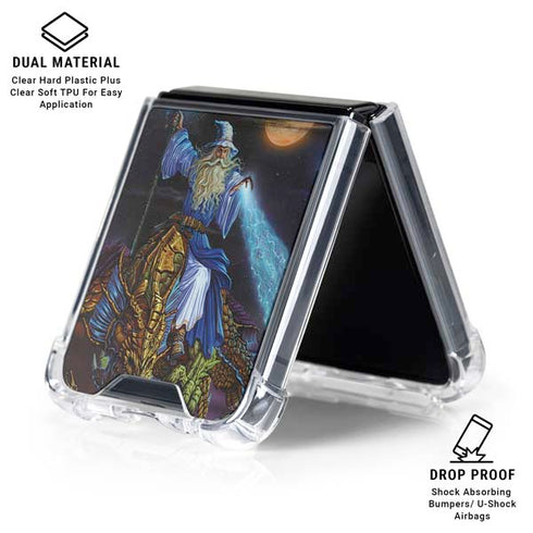 Twilight Tempest Wizard by Ed Beard Jr Galaxy Z Flip6 Clear Case