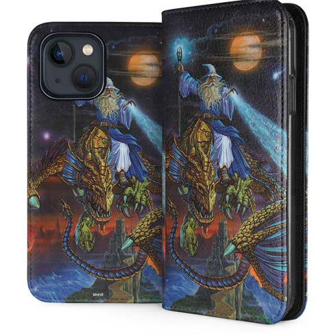 Twilight Tempest Wizard by Ed Beard Jr iPhone 15 Plus Folio Case