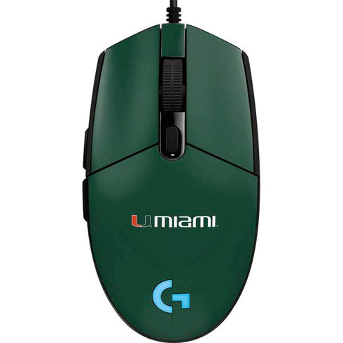 University of Miami Horizontal Mark on Green G203 Prodigy RGB Wired Gaming Mouse Skin