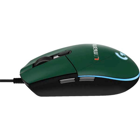 University of Miami Horizontal Mark on Green G203 Prodigy RGB Wired Gaming Mouse Skin