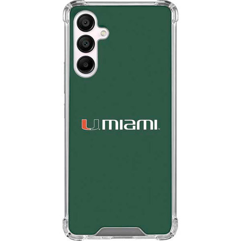 University of Miami Horizontal Mark on Green Galaxy A16 5G Clear Case