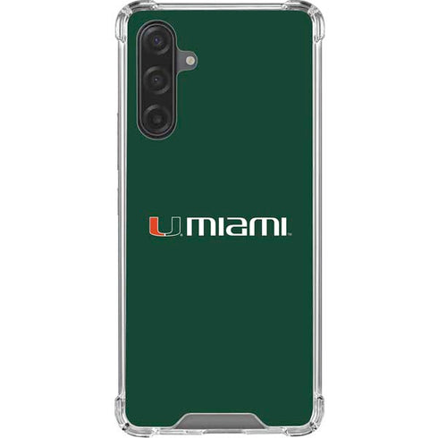 University of Miami Horizontal Mark on Green Galaxy A17 Clear Case