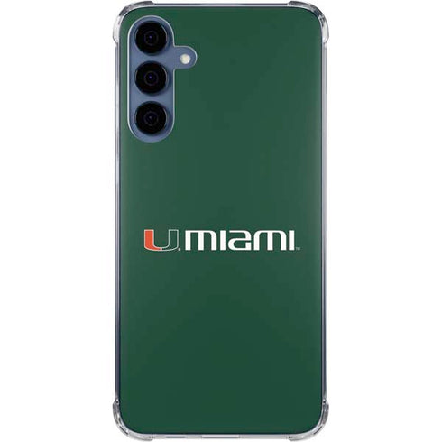 University of Miami Horizontal Mark on Green Galaxy A35 5G Clear Case