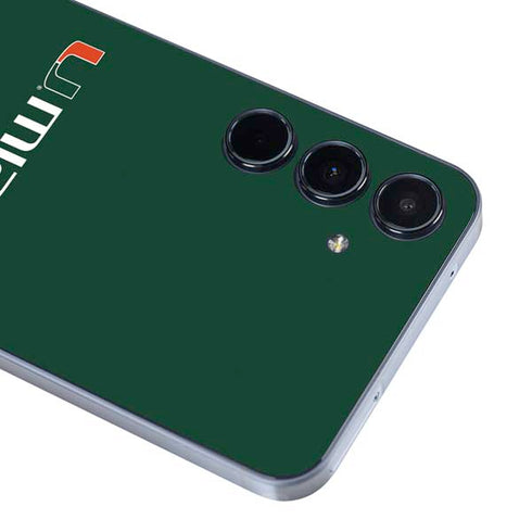 University of Miami Horizontal Mark on Green Galaxy A35 5G Skin